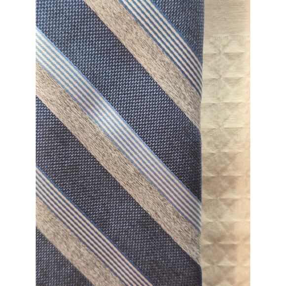 2 Bespoke Neck Ties Blue Black Striped For Button Up Shirts Formal Wedding 7406 - Picture 2 of 8